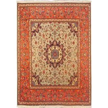 One Of The Kind Persian Yazd Rug 6'5" x 6'4"